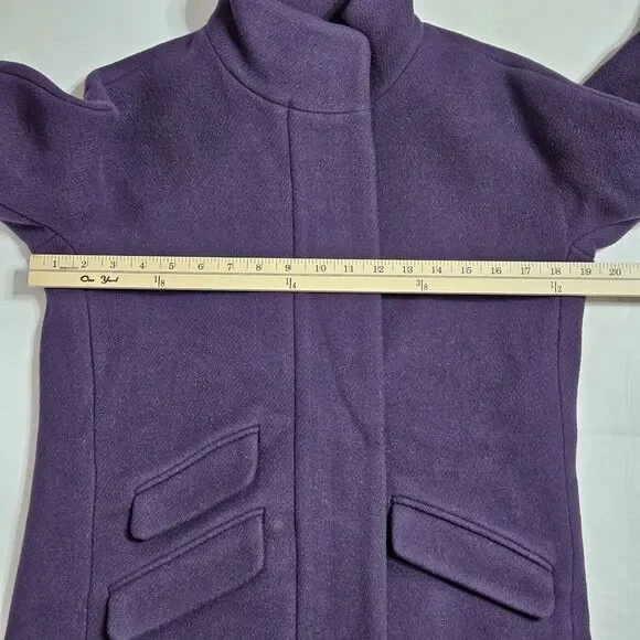 J Crew Cocoon Coat Italian Stadium Cloth Nello Gori Wool Purple Size 0 - Picture 8 of 12